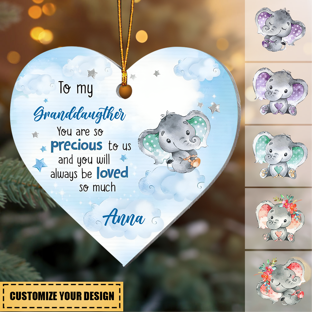 Gift For Granddaughter Precious To Us Elephant Heart Ornament