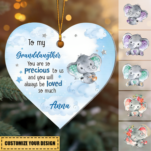 Gift For Granddaughter Precious To Us Elephant Heart Ornament