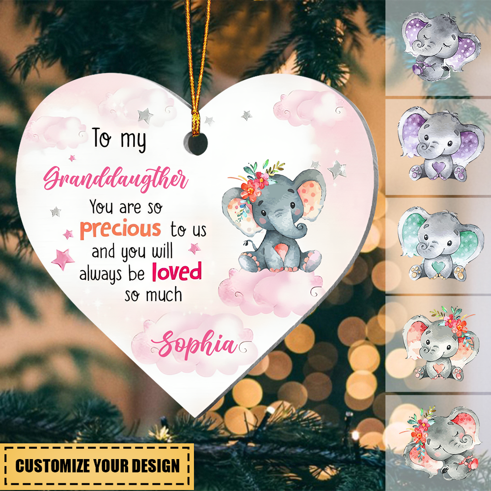 Gift For Granddaughter Precious To Us Elephant Heart Ornament