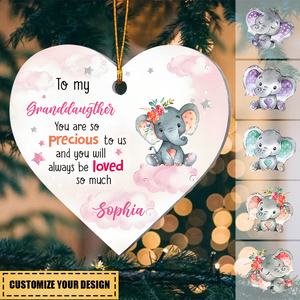 Gift For Granddaughter Precious To Us Elephant Heart Ornament