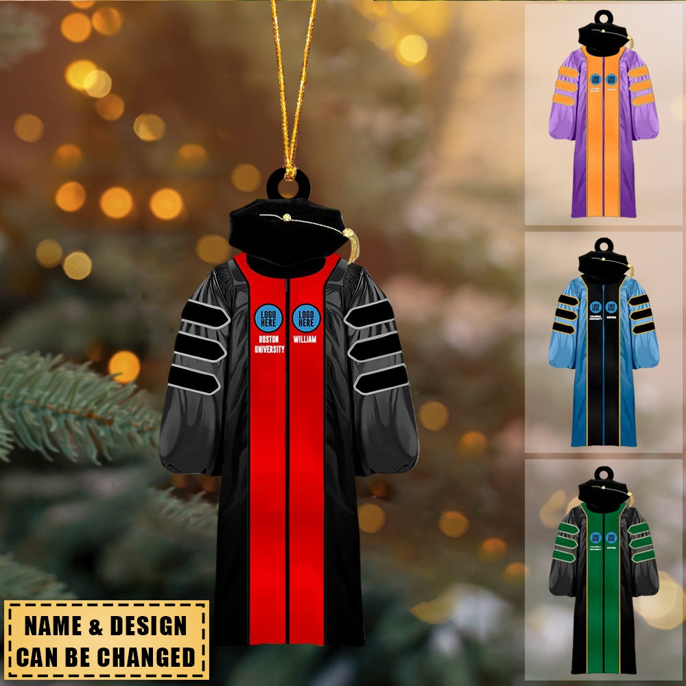 Gift For Ph.D, Personalized Acrylic Ornament, Custom Gown Ornament, Christmas Gift