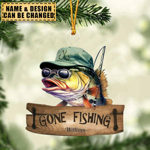 Gone Fishing Fishing Bass Fish Fisherman - Personalized Acrylic Ornament