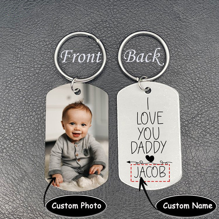 Personalized Photo Keychain Gift For Dad Mom-I Love You -Custom Keychain with Picture-Special Gift