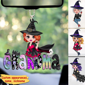 Grandma Nana Witch Halloween Vibe Personalized Car Ornament